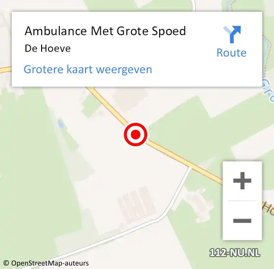 Locatie op kaart van de 112 melding: Ambulance Met Grote Spoed Naar De Hoeve op 4 juni 2016 04:28