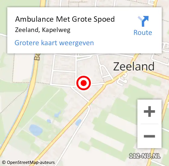 Locatie op kaart van de 112 melding: Ambulance Met Grote Spoed Naar Zeeland, Kapelweg op 4 juni 2016 07:24