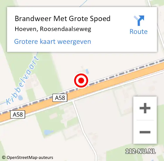 Locatie op kaart van de 112 melding: Brandweer Met Grote Spoed Naar Hoeven, Roosendaalseweg op 4 juni 2016 07:37