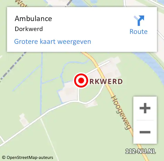Locatie op kaart van de 112 melding: Ambulance Dorkwerd op 4 juni 2016 07:42