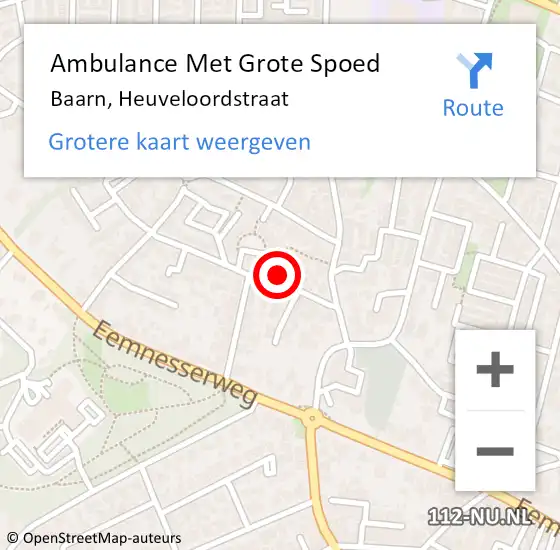 Locatie op kaart van de 112 melding: Ambulance Met Grote Spoed Naar Baarn, Heuveloordstraat op 4 juni 2016 08:07