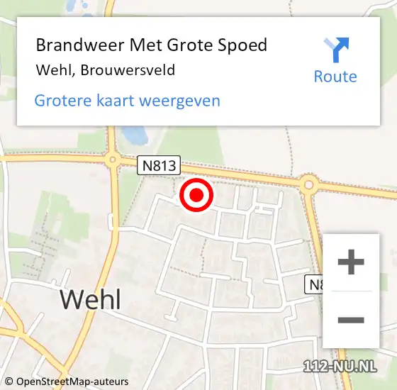 Locatie op kaart van de 112 melding: Brandweer Met Grote Spoed Naar Wehl, Brouwersveld op 4 juni 2016 08:37