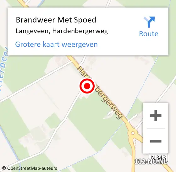 Locatie op kaart van de 112 melding: Brandweer Met Spoed Naar Langeveen, Hardenbergerweg op 4 juni 2016 08:53