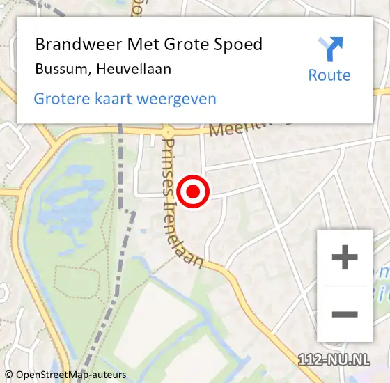 Locatie op kaart van de 112 melding: Brandweer Met Grote Spoed Naar Bussum, Heuvellaan op 4 juni 2016 09:20