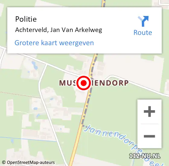 Locatie op kaart van de 112 melding: Politie Achterveld, Jan Van Arkelweg op 4 juni 2016 09:41