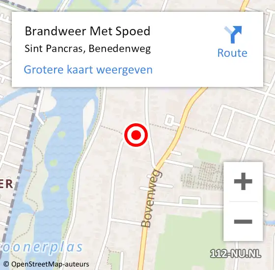 Locatie op kaart van de 112 melding: Brandweer Met Spoed Naar Sint Pancras, Benedenweg op 4 juni 2016 09:42