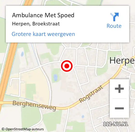 Locatie op kaart van de 112 melding: Ambulance Met Spoed Naar Herpen, Broekstraat op 4 juni 2016 10:45