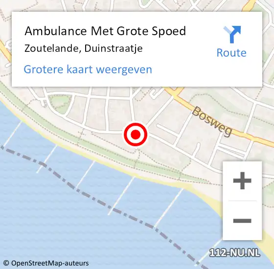 Locatie op kaart van de 112 melding: Ambulance Met Grote Spoed Naar Zoutelande, Duinstraatje op 4 juni 2016 15:16