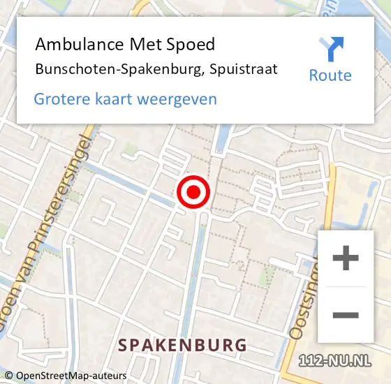 Locatie op kaart van de 112 melding: Ambulance Met Spoed Naar Bunschoten-Spakenburg, Spuistraat op 4 juni 2016 15:56