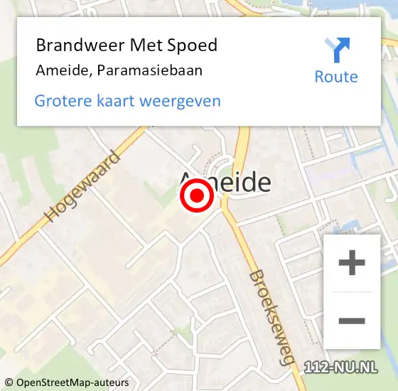 Locatie op kaart van de 112 melding: Brandweer Met Spoed Naar Ameide, Paramasiebaan op 4 juni 2016 16:12