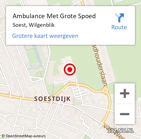 Locatie op kaart van de 112 melding: Ambulance Met Grote Spoed Naar Soest, Wilgenblik op 4 juni 2016 16:23