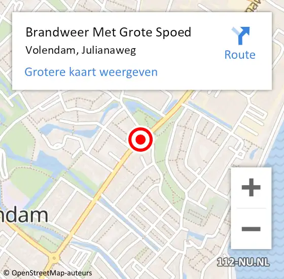 Locatie op kaart van de 112 melding: Brandweer Met Grote Spoed Naar Volendam, Julianaweg op 4 juni 2016 16:30