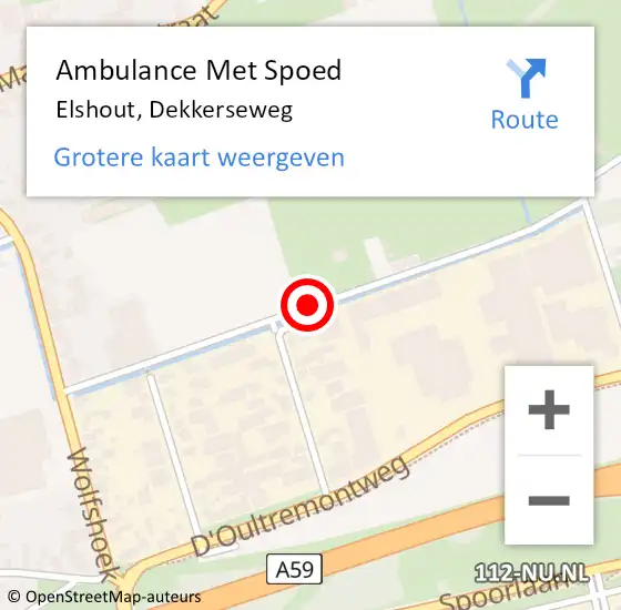 Locatie op kaart van de 112 melding: Ambulance Met Spoed Naar Elshout, Dekkerseweg op 4 juni 2016 16:39