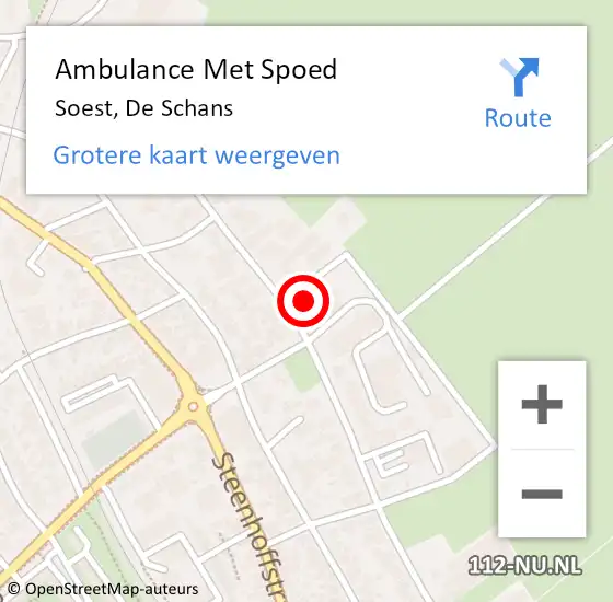 Locatie op kaart van de 112 melding: Ambulance Met Spoed Naar Soest, De Schans op 4 juni 2016 16:56