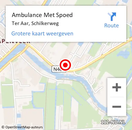 Locatie op kaart van de 112 melding: Ambulance Met Spoed Naar Ter Aar, Schilkerweg op 4 juni 2016 17:35