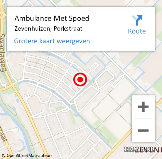 Locatie op kaart van de 112 melding: Ambulance Met Spoed Naar Zevenhuizen, Perkstraat op 4 juni 2016 18:18