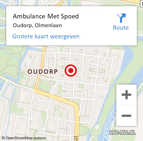 Locatie op kaart van de 112 melding: Ambulance Met Spoed Naar Oudorp, Olmenlaan op 4 juni 2016 18:33