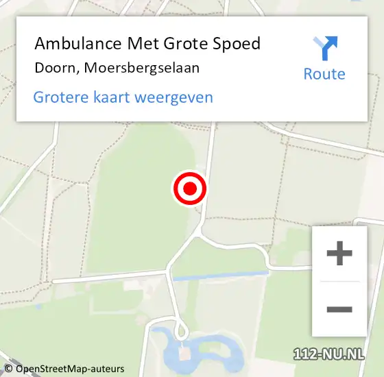 Locatie op kaart van de 112 melding: Ambulance Met Grote Spoed Naar Doorn, Moersbergselaan op 4 juni 2016 18:57