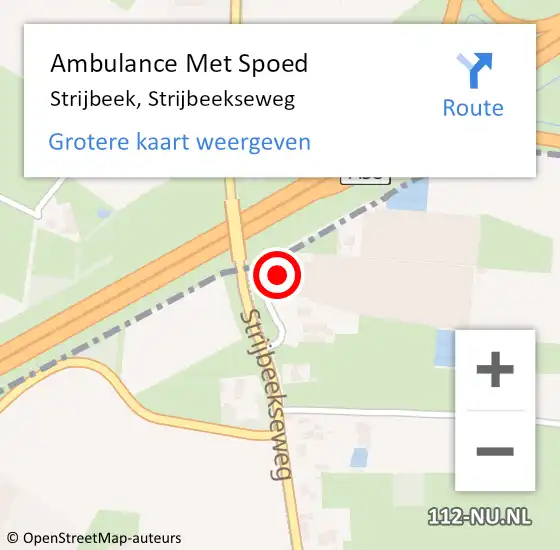 Locatie op kaart van de 112 melding: Ambulance Met Spoed Naar Strijbeek, Strijbeekseweg op 4 juni 2016 19:02