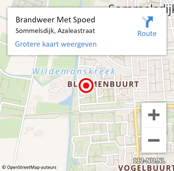 Locatie op kaart van de 112 melding: Brandweer Met Spoed Naar Sommelsdijk, Azaleastraat op 4 juni 2016 19:05