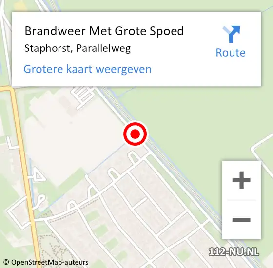 Locatie op kaart van de 112 melding: Brandweer Met Grote Spoed Naar Staphorst, Parallelweg op 4 juni 2016 19:22