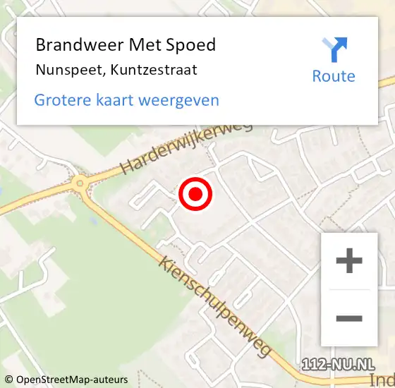 Locatie op kaart van de 112 melding: Brandweer Met Spoed Naar Nunspeet, Kuntzestraat op 17 december 2013 09:25