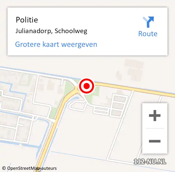 Locatie op kaart van de 112 melding: Politie Den Helder, Schoolweg op 4 juni 2016 19:34