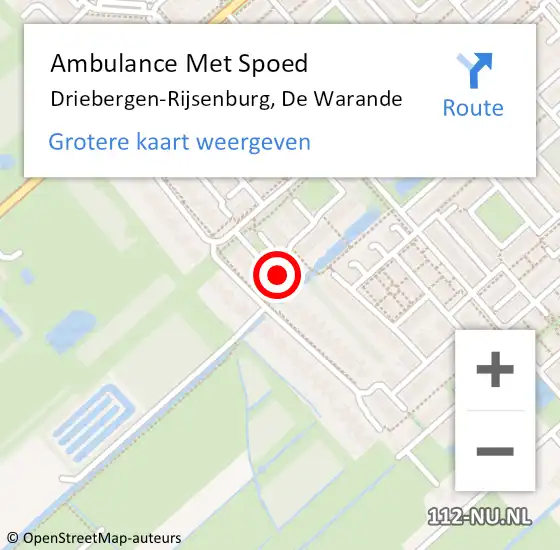 Locatie op kaart van de 112 melding: Ambulance Met Spoed Naar Driebergen-Rijsenburg, De Warande op 4 juni 2016 19:37