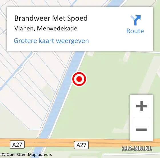 Locatie op kaart van de 112 melding: Brandweer Met Spoed Naar Vianen, Merwedekade op 4 juni 2016 19:55