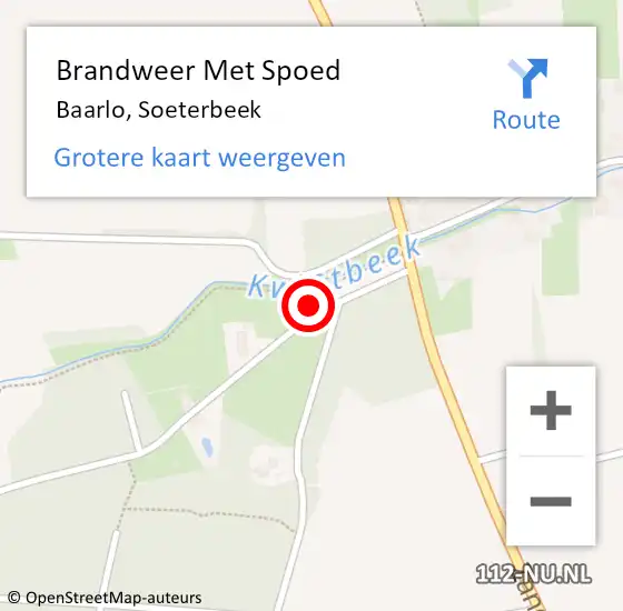 Locatie op kaart van de 112 melding: Brandweer Met Spoed Naar Baarlo, Soeterbeek op 4 juni 2016 20:12