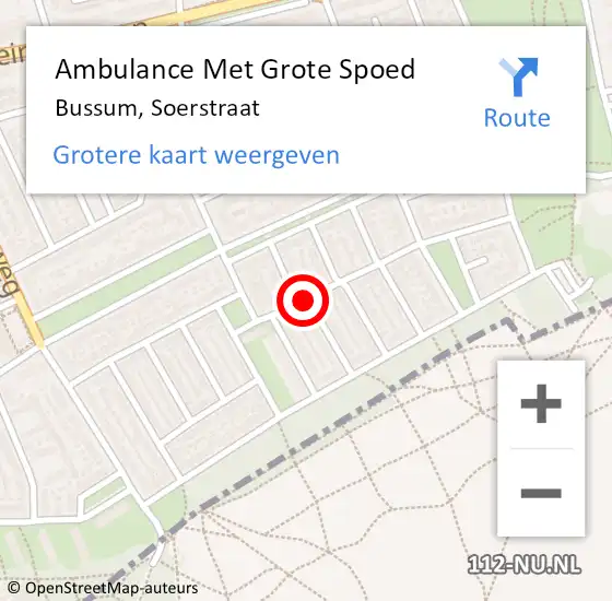 Locatie op kaart van de 112 melding: Ambulance Met Grote Spoed Naar Bussum, Soerstraat op 17 december 2013 09:29