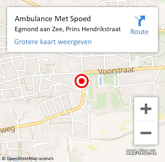 Locatie op kaart van de 112 melding: Ambulance Met Spoed Naar Egmond aan Zee, Prins Hendrikstraat op 4 juni 2016 20:53