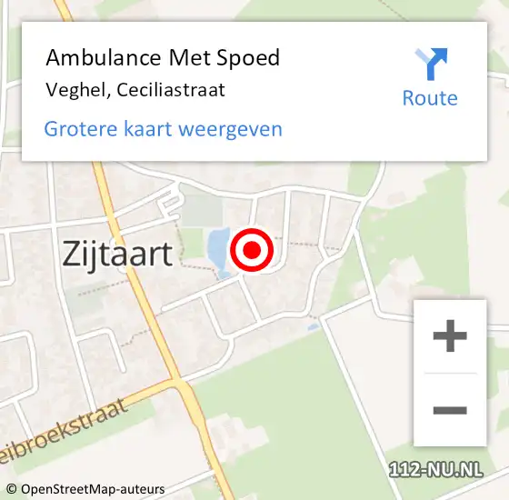 Locatie op kaart van de 112 melding: Ambulance Met Spoed Naar Veghel, Ceciliastraat op 4 juni 2016 21:24