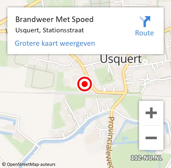 Locatie op kaart van de 112 melding: Brandweer Met Spoed Naar Usquert, Stationsstraat op 4 juni 2016 22:57