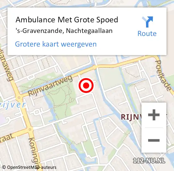 Locatie op kaart van de 112 melding: Ambulance Met Grote Spoed Naar 's-Gravenzande, Nachtegaallaan op 4 juni 2016 23:12