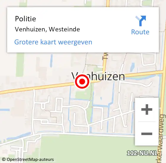 Locatie op kaart van de 112 melding: Politie Venhuizen, Westeinde op 4 juni 2016 23:13