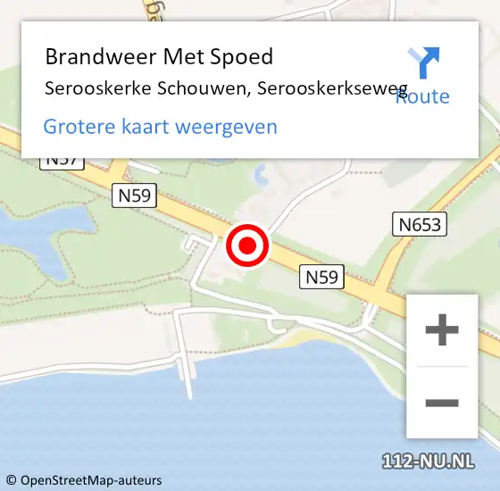 Locatie op kaart van de 112 melding: Brandweer Met Spoed Naar Serooskerke Schouwen, Serooskerkseweg op 4 juni 2016 23:13