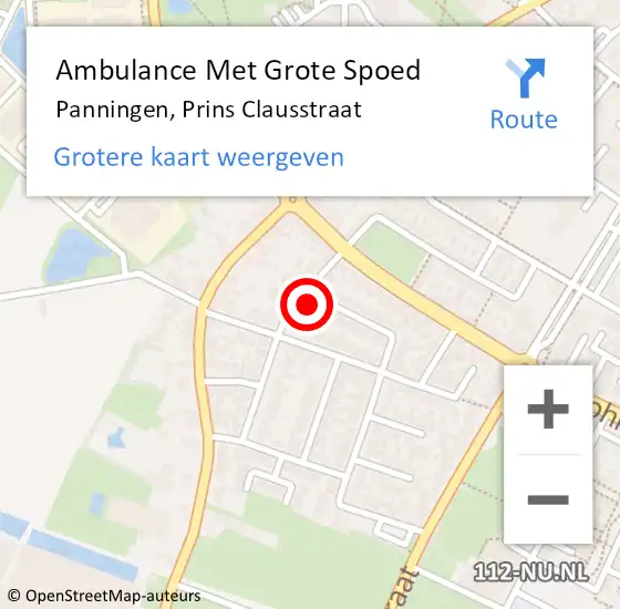 Locatie op kaart van de 112 melding: Ambulance Met Grote Spoed Naar Panningen, Prins Clausstraat op 4 juni 2016 23:36