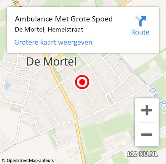 Locatie op kaart van de 112 melding: Ambulance Met Grote Spoed Naar De Mortel, Hemelstraat op 4 juni 2016 23:39