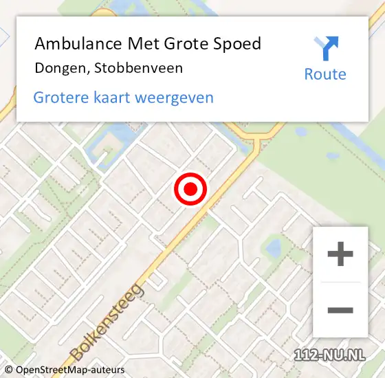 Locatie op kaart van de 112 melding: Ambulance Met Grote Spoed Naar Dongen, Stobbenveen op 4 juni 2016 23:45