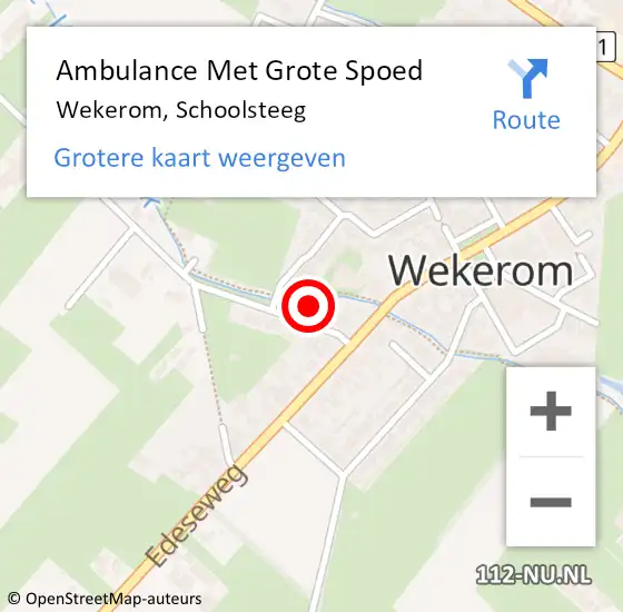 Locatie op kaart van de 112 melding: Ambulance Met Grote Spoed Naar Wekerom, Schoolsteeg op 5 juni 2016 00:52