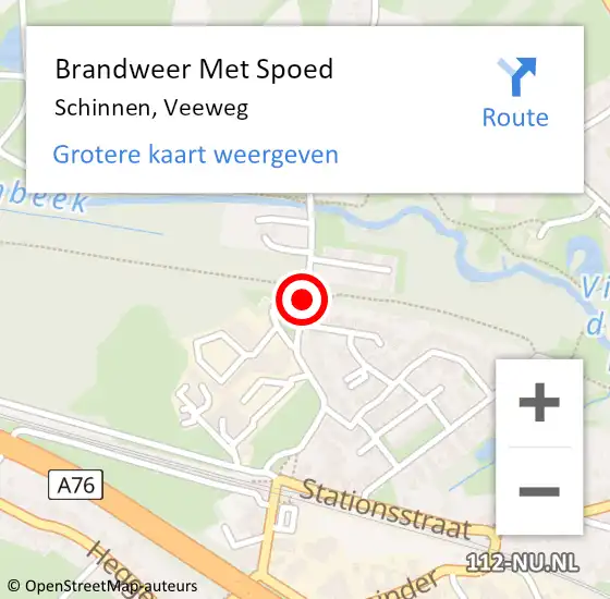 Locatie op kaart van de 112 melding: Brandweer Met Spoed Naar Schinnen, Veeweg op 5 juni 2016 01:21