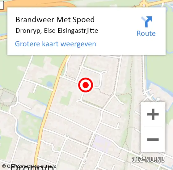 Locatie op kaart van de 112 melding: Brandweer Met Spoed Naar Dronryp, Eise Eisingastrjitte op 5 juni 2016 02:36