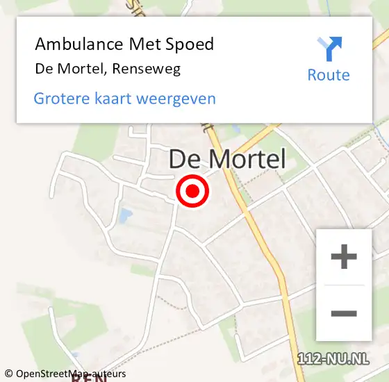 Locatie op kaart van de 112 melding: Ambulance Met Spoed Naar De Mortel, Renseweg op 5 juni 2016 03:31