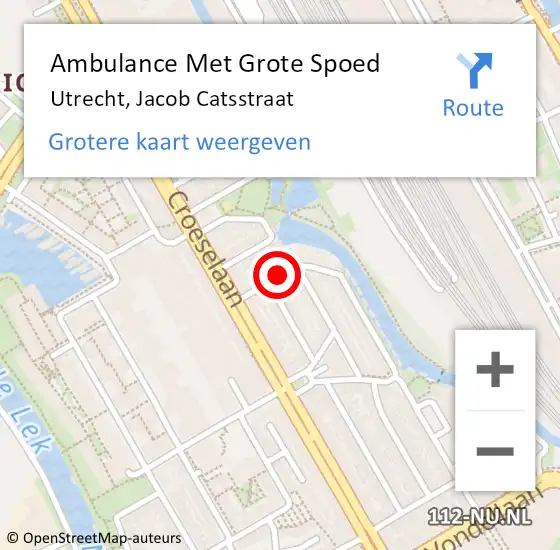 Locatie op kaart van de 112 melding: Ambulance Met Grote Spoed Naar Utrecht, Jacob Catsstraat op 5 juni 2016 06:44