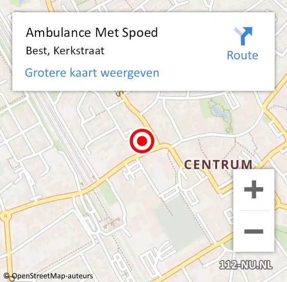 Locatie op kaart van de 112 melding: Ambulance Met Spoed Naar Best, Kerkstraat op 5 juni 2016 08:19