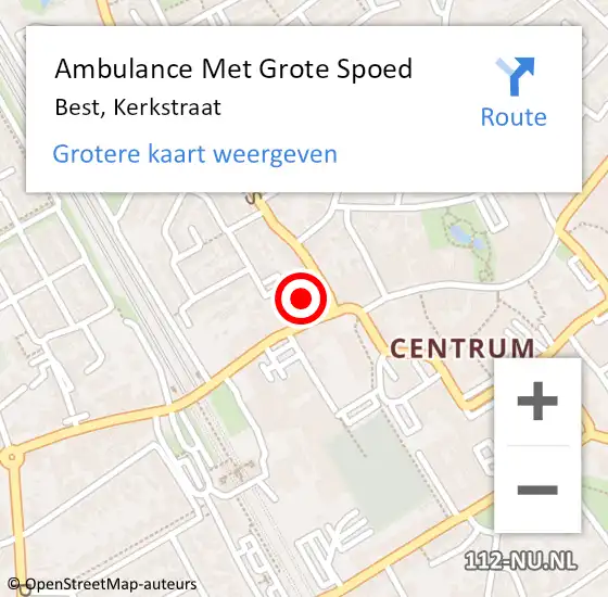 Locatie op kaart van de 112 melding: Ambulance Met Grote Spoed Naar Best, Kerkstraat op 5 juni 2016 08:36