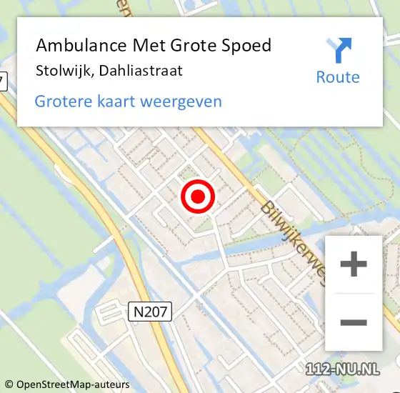 Locatie op kaart van de 112 melding: Ambulance Met Grote Spoed Naar Stolwijk, Dahliastraat op 5 juni 2016 09:02