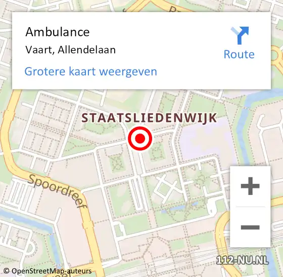 Locatie op kaart van de 112 melding: Ambulance Vaart, Allendelaan op 5 juni 2016 09:35