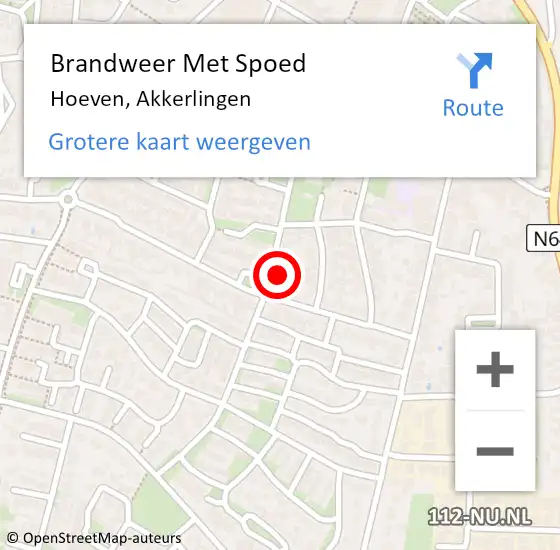 Locatie op kaart van de 112 melding: Brandweer Met Spoed Naar Hoeven, Akkerlingen op 5 juni 2016 10:08